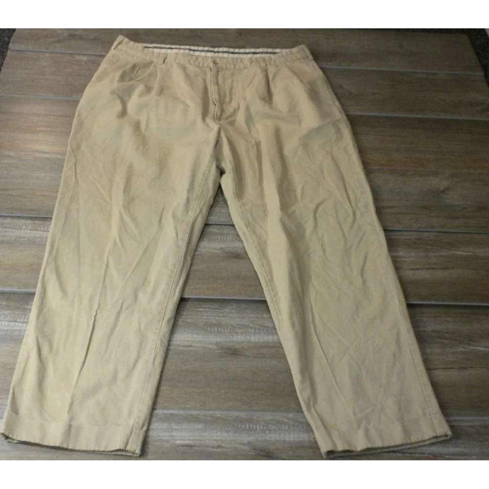 Polo Ralph Lauren Pants Mens 42x30 Beige Hammond Chino Pleated Twill Vintage USA